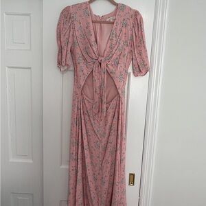 Wayf Pink Floral Backless Dress